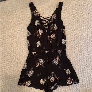 Black and floral romper